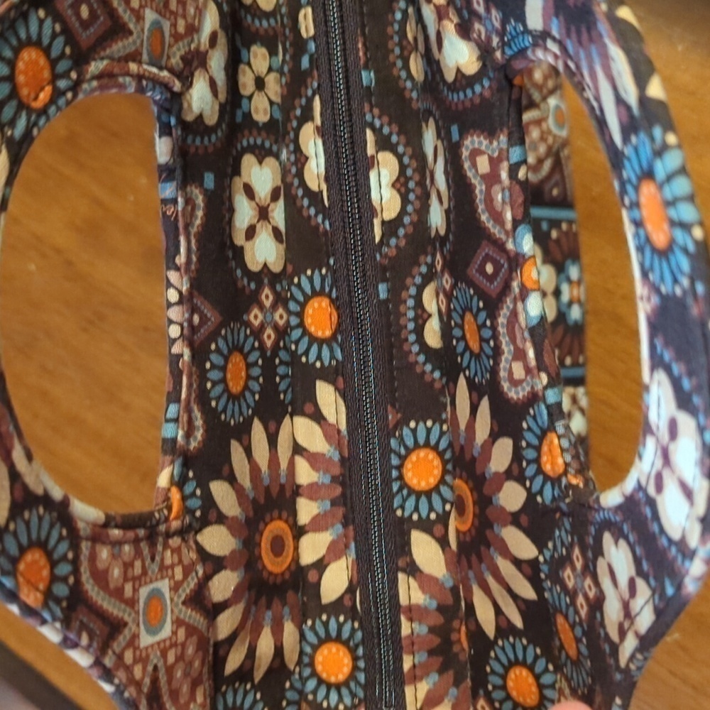 Vera Bradley Brown Floral Tote Handbag Purse - Picture 8 of 11